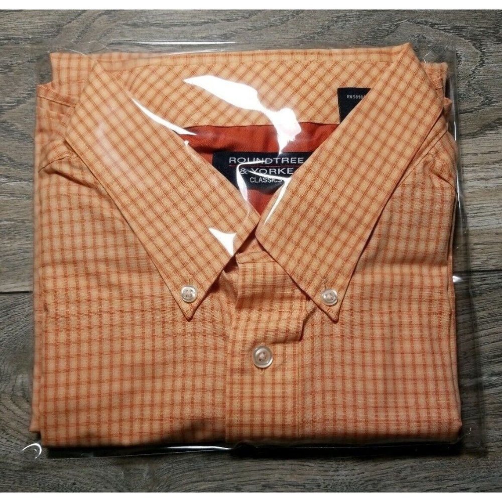 Roundtree Yorke Mens XL Burnt Orange Short Sleeve Business Casual Dress Shirt - Picture 11 of 11